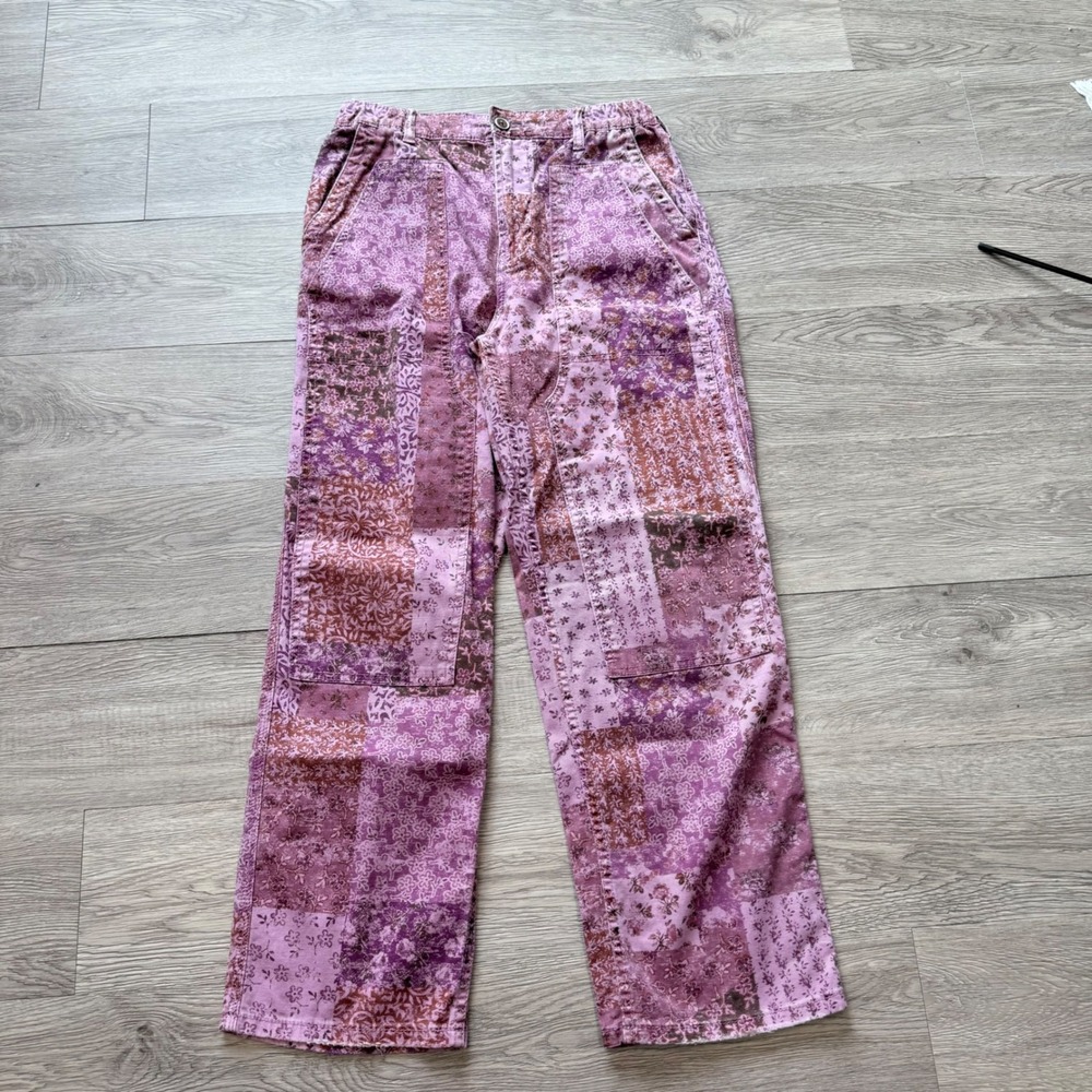 Pilcro Anthropologie The Roamer Patchwork Floral Pants Purple Size 28